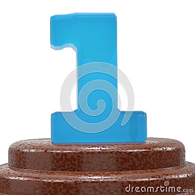 Number 1 One on ChoÑolate cake. 3D render Illustration Stock Photo